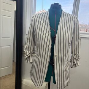 Striped White and Black Blazer